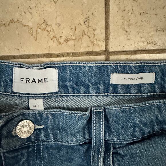 Frame 32 Le Jane Ankle Cropped High Rise Straight Leg Jeans Denim Cottom Blue - Picture 3 of 10